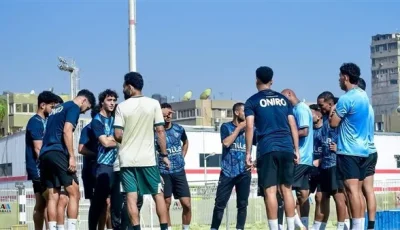 الزمالك يجري تمارين لياقة بدنية في الصالة الرياضية بعد مباراة ودية ضد وادي دجلة.