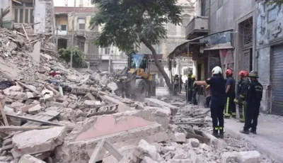 إصابة 3 أفراد جراء انهيار جزئي في مبنى بمنطقة الرمل شرق الإسكندرية