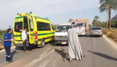 مقتل امرأة وإصابة اثنين جراء انقلاب حافلة صغيرة واشتعالها على طريق بنها / المنصورة