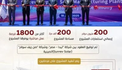 توقيع اتفاقية مع شركة صينية لإنشاء مصنع لمستلزمات الطاقة الشمسية في السخنة
