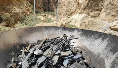 لقطات لتسليم وإحراق أسلحة حزب العمال الكردستاني في العراق